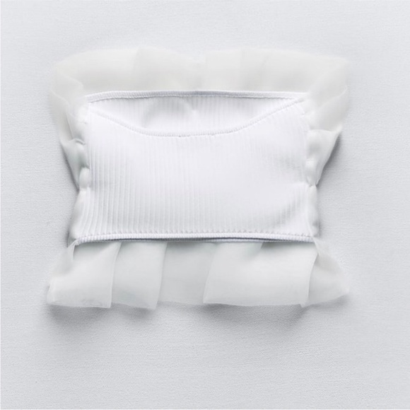 ZARA WHITE ORGANZA BANDEAU TOP- BLOGGERES FAVORITE (L) - Picture 6 of 7